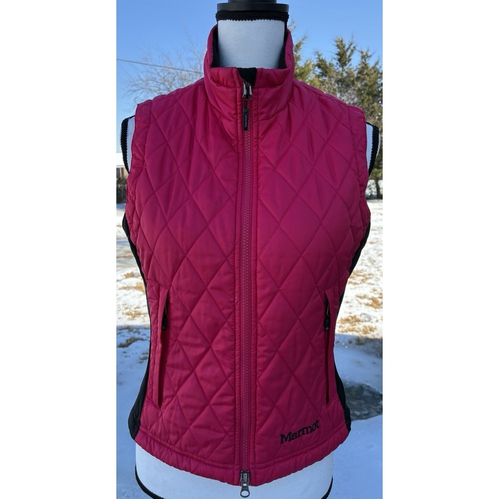 Marmot Vest Womens Small Hot Pink Quilted Insulated Sleeveless Full Zip Pockets